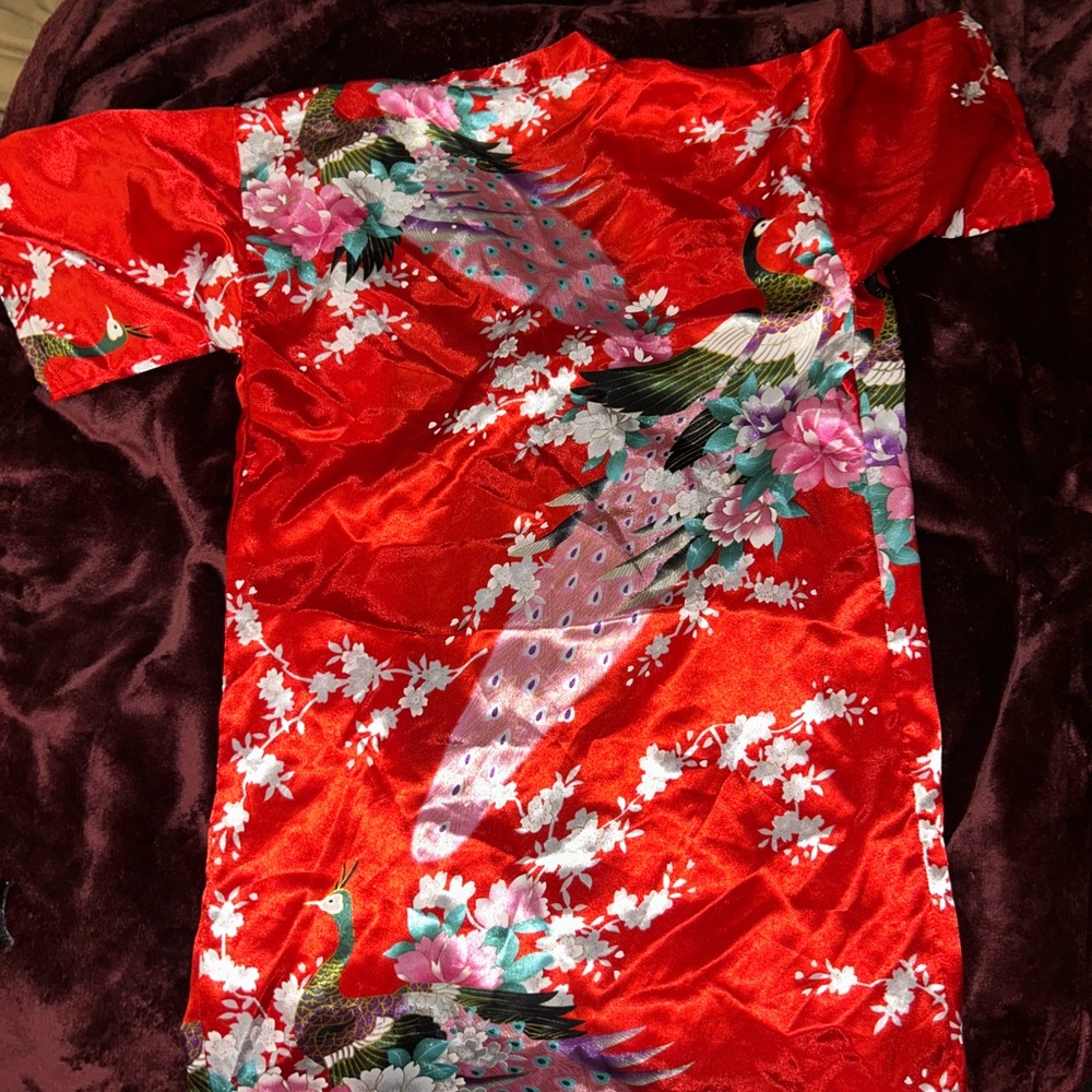 Red Satin Robe - Picture 3 of 3